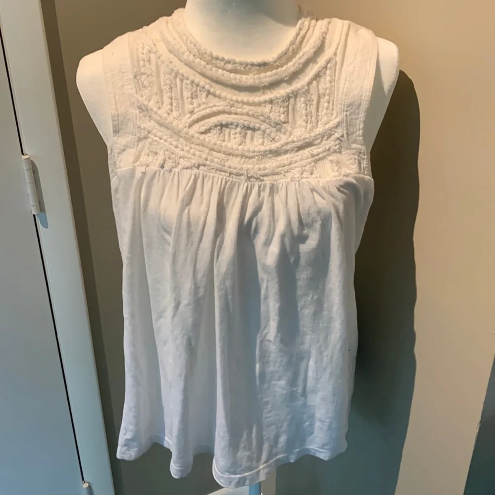 Anthropologie cotton sleeveless top with embroidered smocking - Picture 1 of 10